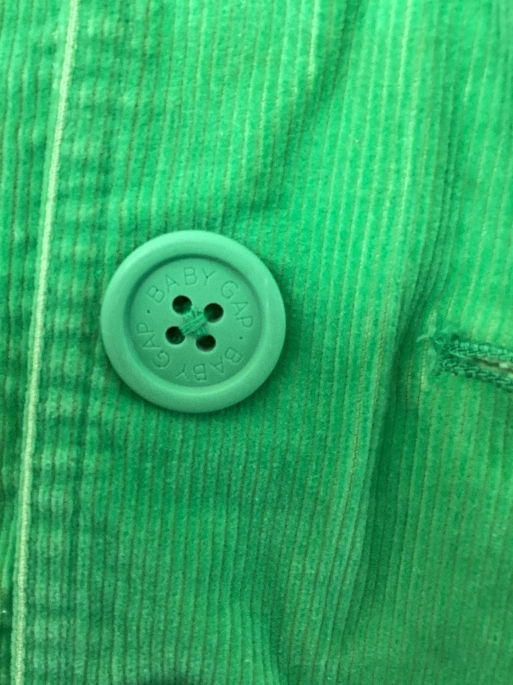 VTG Baby Gap Bright Green Corduroy Pea Coat Jacket